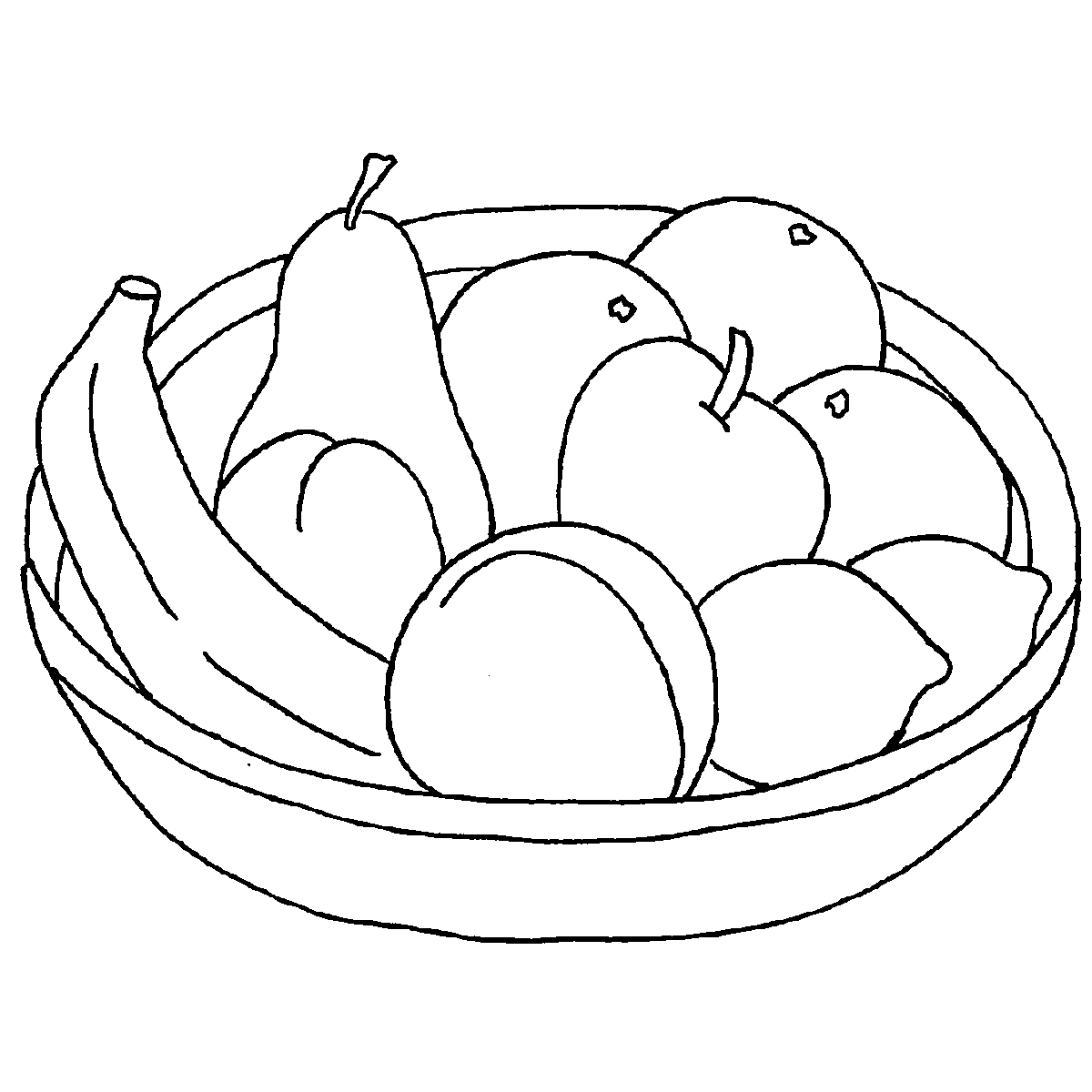 Тарелка с фруктами раскраска
